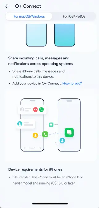 iPhone Support O+Connect