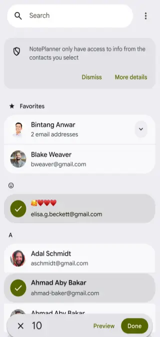 Contacts Picker Android 17