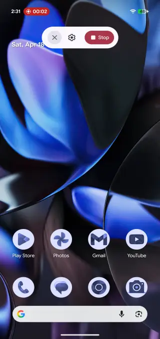 New Screen Recording has pill shaped design